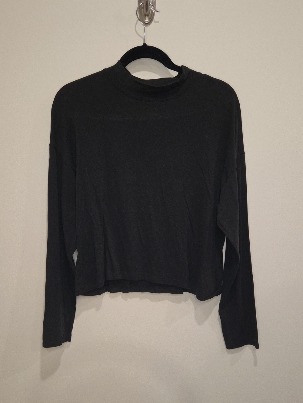 Adrienne Vittadini Black Long-Sleeve Mock Neck Top